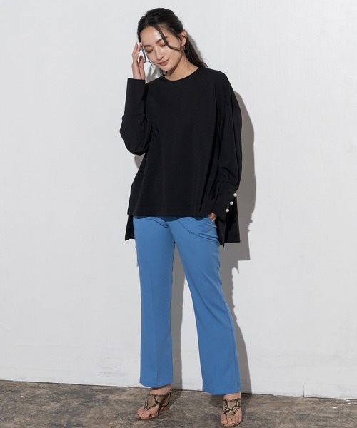 EUCLAID（エウクレイド）の「ジョーゼットフレアパンツ（その他パンツ・レディース・カーキ/ブラック/ブルー・36/40/38）」の6枚目の写真