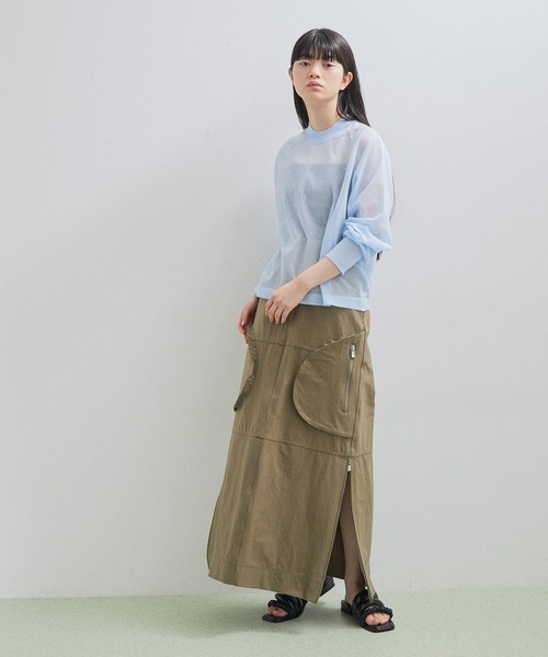 ADAM ET ROPE'（アダムエロペ）の「シアーニットTEE（Tシャツ/カットソー・レディース・ブラック/オフホワイト/サックスブルー・FREE）」の4枚目の写真