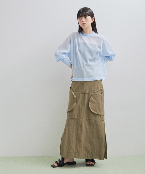 ADAM ET ROPE'（アダムエロペ）の「シアーニットTEE（Tシャツ/カットソー・レディース・ブラック/オフホワイト/サックスブルー・FREE）」の16枚目の写真