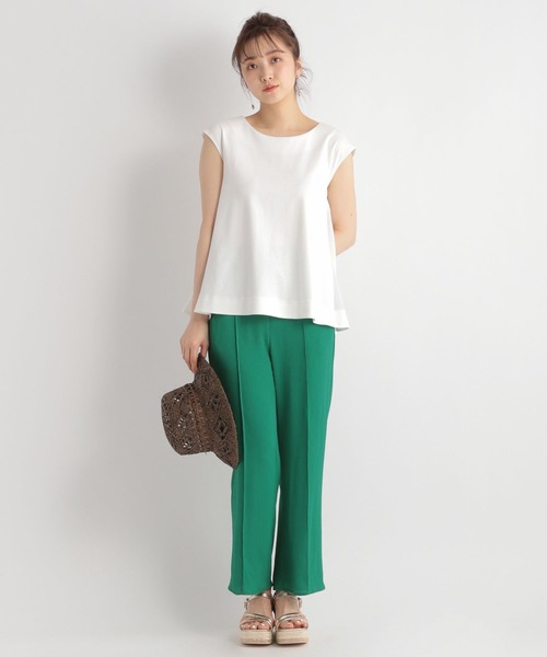 Andemiu（アンデミュウ）の「イソザイノースリーブカット905782（Tシャツ/カットソー・レディース・グリーン/ブラック/オフホワイト・FREE）」の6枚目の写真