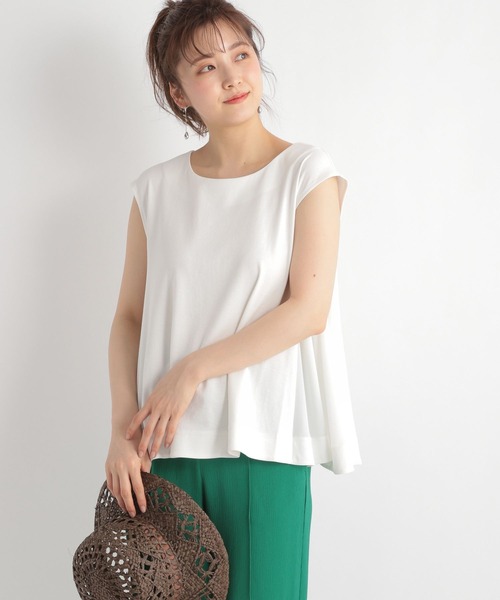 Andemiu（アンデミュウ）の「イソザイノースリーブカット905782（Tシャツ/カットソー・レディース・グリーン/ブラック/オフホワイト・FREE）」の7枚目の写真