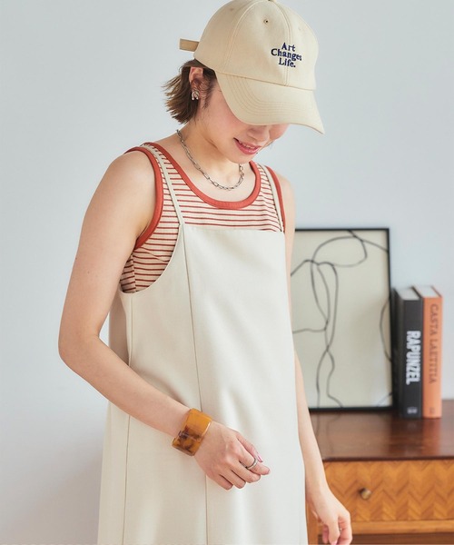 titivate（ティティベイト）の「テレコボーダータンクトップ（タンクトップ・レディース・アイボリー/ピンク/オフホワイト・M/S）」の3枚目の写真