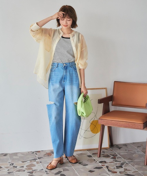 titivate（ティティベイト）の「テレコボーダータンクトップ（タンクトップ・レディース・アイボリー/ピンク/オフホワイト・M/S）」の16枚目の写真