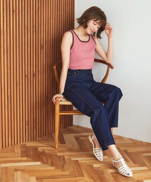 titivate（ティティベイト）の「テレコボーダータンクトップ（タンクトップ・レディース・アイボリー/ピンク/オフホワイト・M/S）」の22枚目の写真