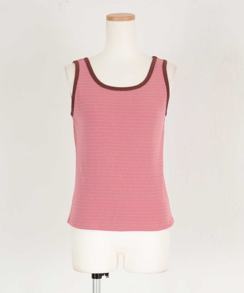 titivate（ティティベイト）の「テレコボーダータンクトップ（タンクトップ・レディース・アイボリー/ピンク/オフホワイト・M/S）」の6枚目の写真