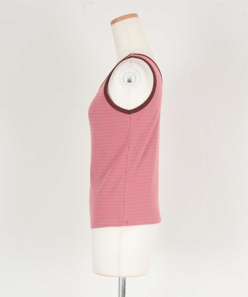 titivate（ティティベイト）の「テレコボーダータンクトップ（タンクトップ・レディース・アイボリー/ピンク/オフホワイト・M/S）」の4枚目の写真
