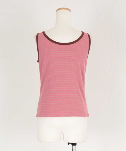 titivate（ティティベイト）の「テレコボーダータンクトップ（タンクトップ・レディース・アイボリー/ピンク/オフホワイト・M/S）」の15枚目の写真