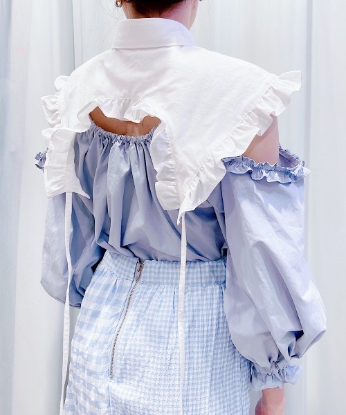 lilLilly オフショルフリルトップス pellicule lilLilly（リルリリー）の「オフショルバイカラーフリルブラウス