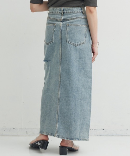 Aunt Marie's(アントマリーズ)の「【S,M,Lサイズ展開】サイドカットオフデニムスカート(デニムスカート・レディース・ライトブルー/ブルー・S/L/M)」の12枚目の写真