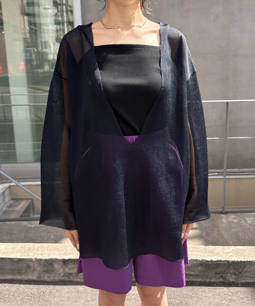 COLLAGE GALLARDAGALANTE（コラージュガリャルダガランテ）の「インナー付きシアーニット（Tシャツ/カットソー・レディース・ベージュ/ネイビー・FREE）」の12枚目の写真