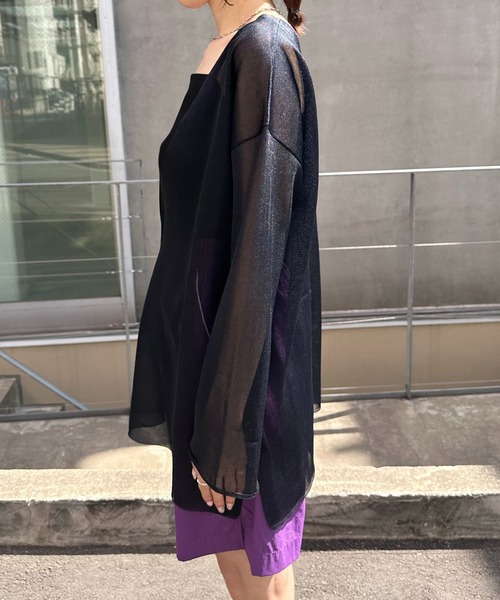 COLLAGE GALLARDAGALANTE（コラージュガリャルダガランテ）の「インナー付きシアーニット（Tシャツ/カットソー・レディース・ベージュ/ネイビー・FREE）」の15枚目の写真