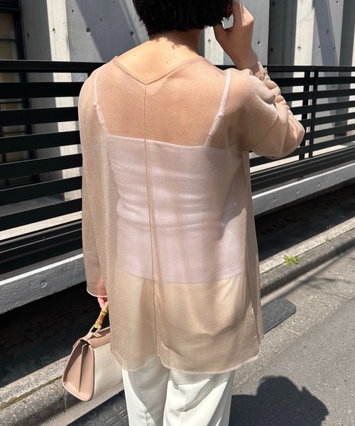 COLLAGE GALLARDAGALANTE（コラージュガリャルダガランテ）の「インナー付きシアーニット（Tシャツ/カットソー・レディース・ベージュ/ネイビー・FREE）」の8枚目の写真