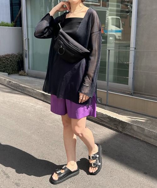 COLLAGE GALLARDAGALANTE（コラージュガリャルダガランテ）の「インナー付きシアーニット（Tシャツ/カットソー・レディース・ベージュ/ネイビー・FREE）」の9枚目の写真