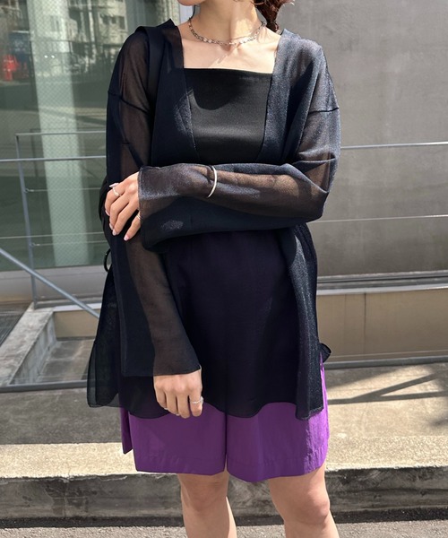 COLLAGE GALLARDAGALANTE（コラージュガリャルダガランテ）の「インナー付きシアーニット（Tシャツ/カットソー・レディース・ベージュ/ネイビー・FREE）」の6枚目の写真