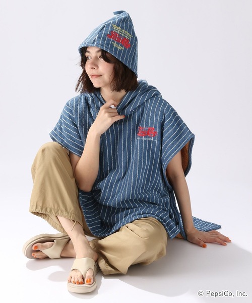 サウナ女子必見！niko and ...＆ペプシ☆サウナポンチョ☆グレー・ブルー niko and（ニコアンド）の「【PEPSI(ペプシ)】コラボサウナ