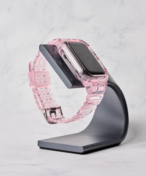 ADPOSION(アドポーション)の「【zandy / ズィー・アンド・ワイ】アップルウォッチバンド クリア一体式ベルト(デジタル腕時計・レディース・ブルー/クリア/ブラック/ピンク/グリーン/イエロー・SMALL/MEDIUM)」の1枚目の写真