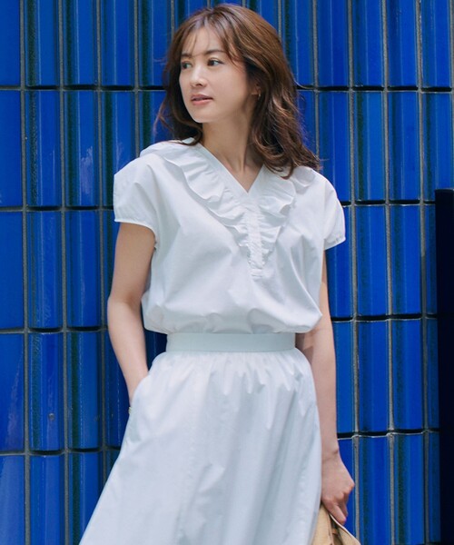 シャツ ブラウス 「一部店舗限定/洗える」ハイカウントウェザーストレッチ パフスリーブ ブラウス レディース セール一部店舗限定⁄洗えるハイカウントウェザーストレッチ