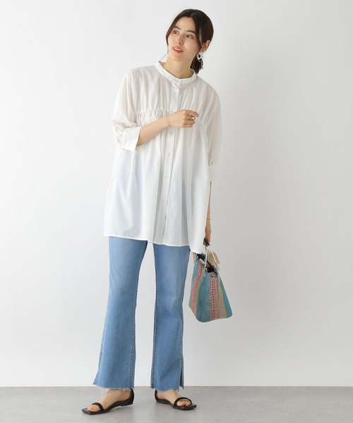LEPSIM(レプシィム)の「シャーリング前開き5分袖ブラウス 906427(シャツ/ブラウス・レディース・ブラック/ベージュ/オフホワイト・FREE)」の10枚目の写真