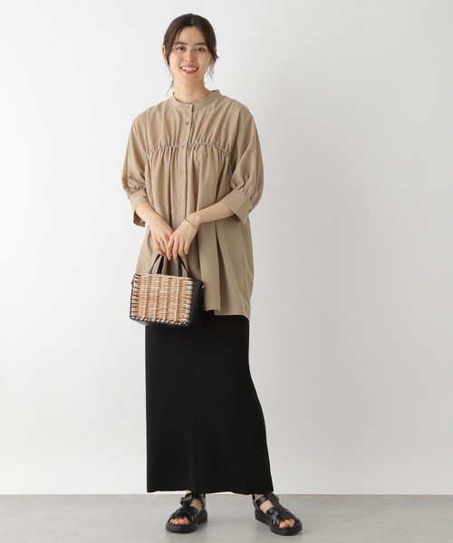 LEPSIM(レプシィム)の「シャーリング前開き5分袖ブラウス 906427(シャツ/ブラウス・レディース・ブラック/ベージュ/オフホワイト・FREE)」の15枚目の写真