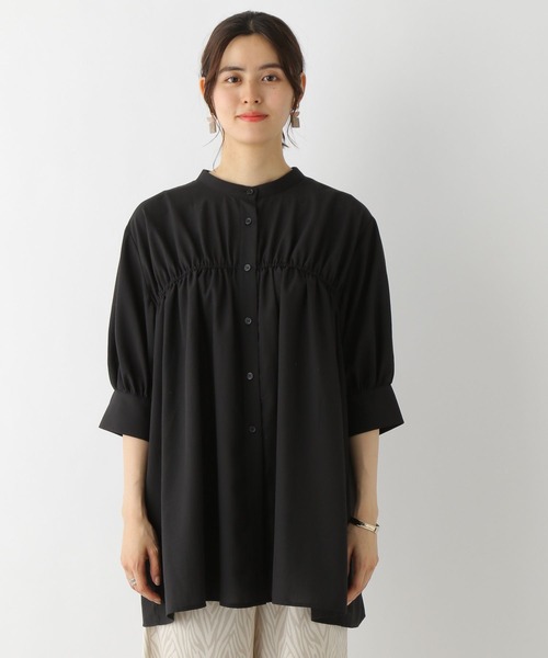 LEPSIM(レプシィム)の「シャーリング前開き5分袖ブラウス 906427(シャツ/ブラウス・レディース・ブラック/ベージュ/オフホワイト・FREE)」の11枚目の写真