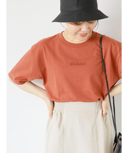 ehka sopo(エヘカソポ)の「ステッチロゴ刺繍Tシャツ(Tシャツ/カットソー・レディース・ブラック/オフホワイト/ミント/ダークオレンジ・F)」の4枚目の写真