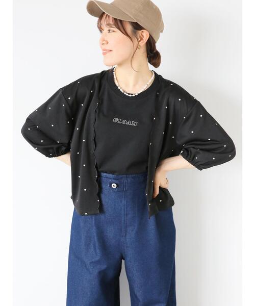 ehka sopo(エヘカソポ)の「ステッチロゴ刺繍Tシャツ(Tシャツ/カットソー・レディース・ブラック/オフホワイト/ミント/ダークオレンジ・F)」の6枚目の写真