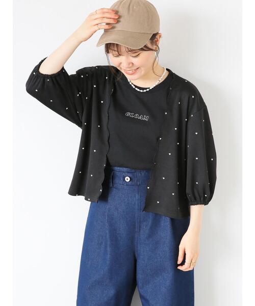 ehka sopo(エヘカソポ)の「ステッチロゴ刺繍Tシャツ(Tシャツ/カットソー・レディース・ブラック/オフホワイト/ミント/ダークオレンジ・F)」の7枚目の写真