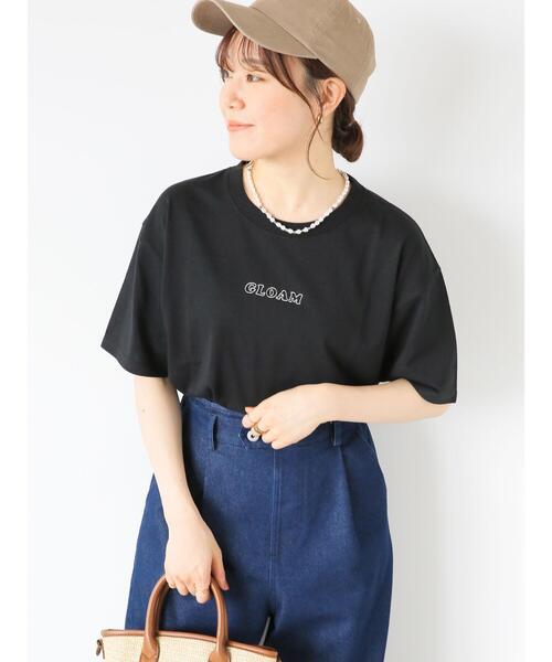 ehka sopo(エヘカソポ)の「ステッチロゴ刺繍Tシャツ(Tシャツ/カットソー・レディース・ブラック/オフホワイト/ミント/ダークオレンジ・F)」の8枚目の写真