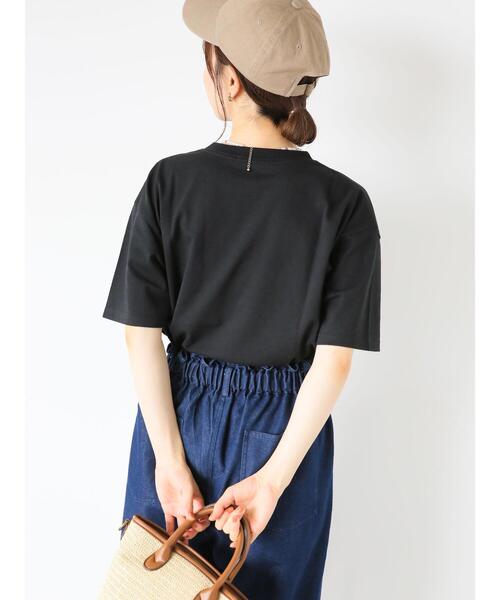 ehka sopo(エヘカソポ)の「ステッチロゴ刺繍Tシャツ(Tシャツ/カットソー・レディース・ブラック/オフホワイト/ミント/ダークオレンジ・F)」の10枚目の写真