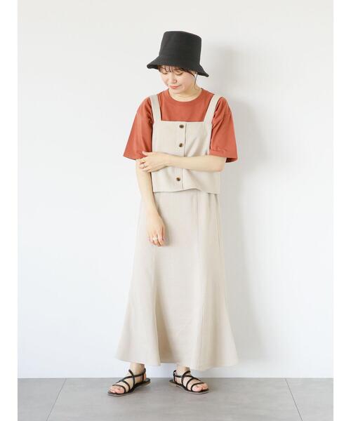 ehka sopo(エヘカソポ)の「ステッチロゴ刺繍Tシャツ(Tシャツ/カットソー・レディース・ブラック/オフホワイト/ミント/ダークオレンジ・F)」の18枚目の写真