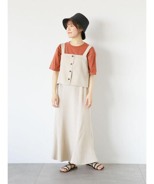 ehka sopo(エヘカソポ)の「ステッチロゴ刺繍Tシャツ(Tシャツ/カットソー・レディース・ブラック/オフホワイト/ミント/ダークオレンジ・F)」の19枚目の写真