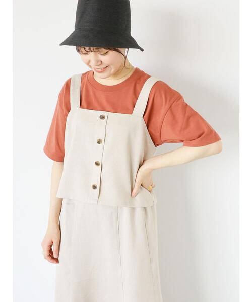 ehka sopo(エヘカソポ)の「ステッチロゴ刺繍Tシャツ(Tシャツ/カットソー・レディース・ブラック/オフホワイト/ミント/ダークオレンジ・F)」の22枚目の写真