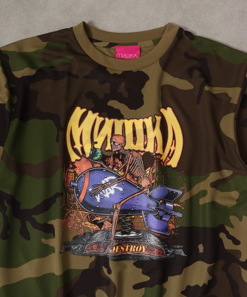 MISHKA（ミシカ）の「MISHKA カモフラージュ柄Tシャツ 半袖（Tシャツ/カットソー・メンズ・グリーン系/グリーン系1/グリーン系2/グリーン系3・M/L/XL）」の5枚目の写真