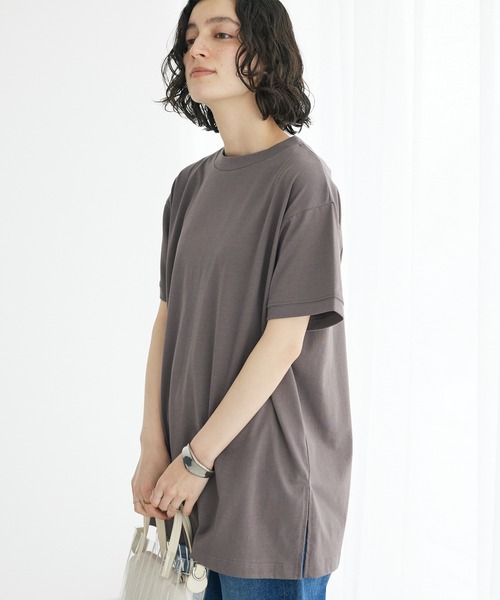 CRAFT STANDARD BOUTIQUE（クラフトスタンダードブティック）の「機能性サイドスリットチュニック（Tシャツ/カットソー・レディース・マスタード/アイボリー/ブラウン/ブラック・FREE）」の3枚目の写真