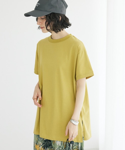 CRAFT STANDARD BOUTIQUE（クラフトスタンダードブティック）の「機能性サイドスリットチュニック（Tシャツ/カットソー・レディース・マスタード/アイボリー/ブラウン/ブラック・FREE）」の4枚目の写真