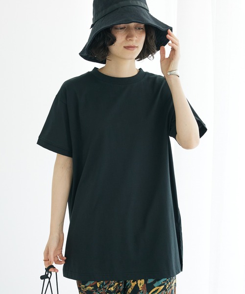 CRAFT STANDARD BOUTIQUE（クラフトスタンダードブティック）の「機能性サイドスリットチュニック（Tシャツ/カットソー・レディース・マスタード/アイボリー/ブラウン/ブラック・FREE）」の2枚目の写真