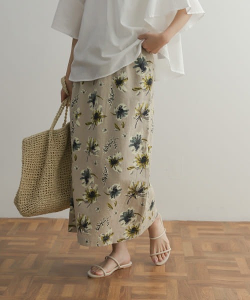 URBAN RESEARCH DOORS（アーバンリサーチドアーズ）の「リネンコットンフラワースカート（スカート・レディース・イエロー/ブルー・MEDIUM）」の17枚目の写真