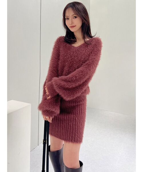 RESEXXY（リゼクシー）の「シャギーニットワンピース（ワンピース・レディース・ワイン/ピンク/ホワイト/ブラック/その他1・FREE）」の7枚目の写真