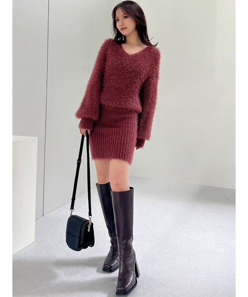 RESEXXY（リゼクシー）の「シャギーニットワンピース（ワンピース・レディース・ワイン/ピンク/ホワイト/ブラック/その他1・FREE）」の13枚目の写真