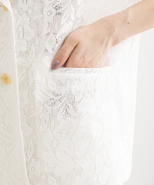 Chico（チコ）の「レース5分袖シャツジャケット（テーラード