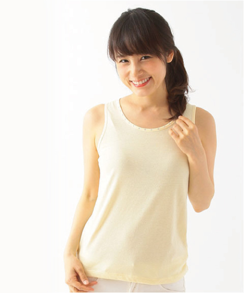 earth music&ecology（アースミュージックアンドエコロジー）の「ラインストーンタンクトップ（タンクトップ・レディース・オフホワイト/LT.Gray/ブラック/ライトイエロー/ブルー/ネイビー・MEDIUM/SMALL）」の5枚目の写真