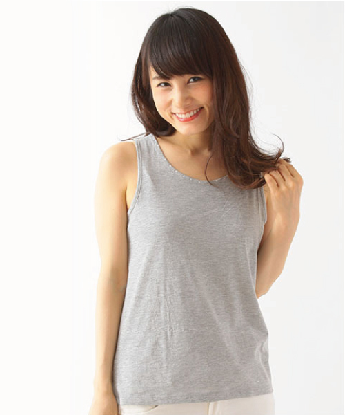 earth music&ecology（アースミュージックアンドエコロジー）の「ラインストーンタンクトップ（タンクトップ・レディース・オフホワイト/LT.Gray/ブラック/ライトイエロー/ブルー/ネイビー・MEDIUM/SMALL）」の6枚目の写真