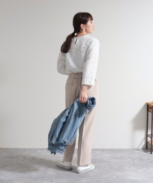 fredy emue(フレディエミュ)の「ポコポコカットJQ8分袖プルオーバー(Tシャツ/カットソー・レディース・チャコールグレー/ブラック/オフホワイト・38)」の14枚目の写真