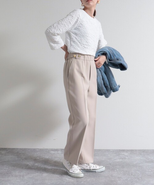 fredy emue(フレディエミュ)の「ポコポコカットJQ8分袖プルオーバー(Tシャツ/カットソー・レディース・チャコールグレー/ブラック/オフホワイト・38)」の9枚目の写真