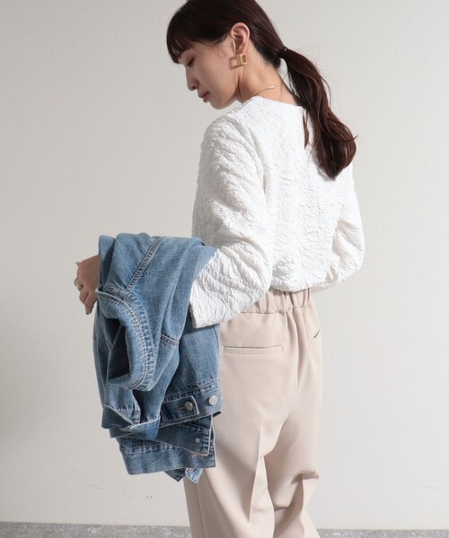 fredy emue(フレディエミュ)の「ポコポコカットJQ8分袖プルオーバー(Tシャツ/カットソー・レディース・チャコールグレー/ブラック/オフホワイト・38)」の20枚目の写真