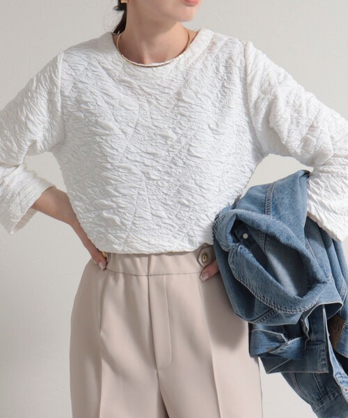 fredy emue(フレディエミュ)の「ポコポコカットJQ8分袖プルオーバー(Tシャツ/カットソー・レディース・チャコールグレー/ブラック/オフホワイト・38)」の15枚目の写真