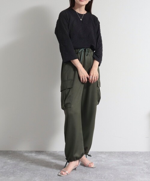 fredy emue(フレディエミュ)の「ポコポコカットJQ8分袖プルオーバー(Tシャツ/カットソー・レディース・チャコールグレー/ブラック/オフホワイト・38)」の21枚目の写真