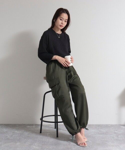 fredy emue(フレディエミュ)の「ポコポコカットJQ8分袖プルオーバー(Tシャツ/カットソー・レディース・チャコールグレー/ブラック/オフホワイト・38)」の11枚目の写真