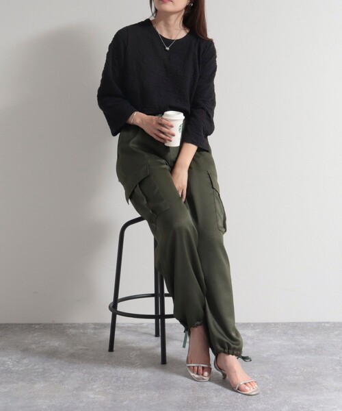 fredy emue(フレディエミュ)の「ポコポコカットJQ8分袖プルオーバー(Tシャツ/カットソー・レディース・チャコールグレー/ブラック/オフホワイト・38)」の22枚目の写真