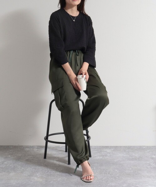 fredy emue(フレディエミュ)の「ポコポコカットJQ8分袖プルオーバー(Tシャツ/カットソー・レディース・チャコールグレー/ブラック/オフホワイト・38)」の6枚目の写真